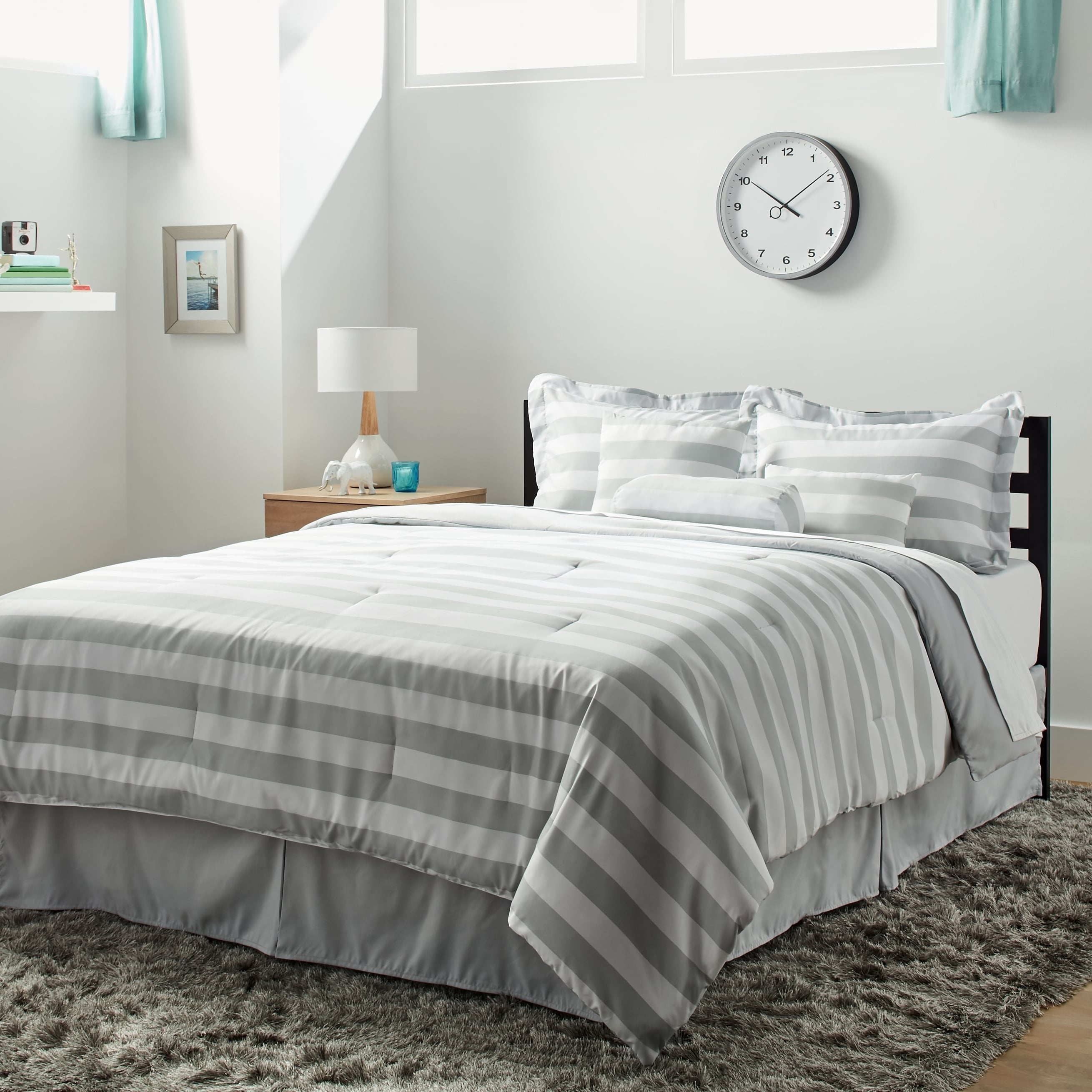 7 Piece Horizontal Stripe Comforter Set