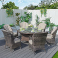7 Piece Outdoor Dining Set Round Table With Chairs By Moda Furnishings