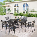 Phivilla 7 Piece Metal Outdoor Patio Dining Bistro Sets With Umbrella Hole