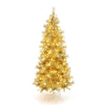 7.5Ft Pre Lit Gold Tinsel Artificial Pine Tree With Metal Stand 90 H X 42 Diameter