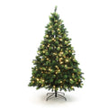 7.5Ft Pre Lit Green Full Artificial Pine Christmas Tree With Metal Stand 90 H X 52.8 Diameter