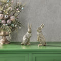 7.5 Resin Bunny With Floral Collar Set Of 2