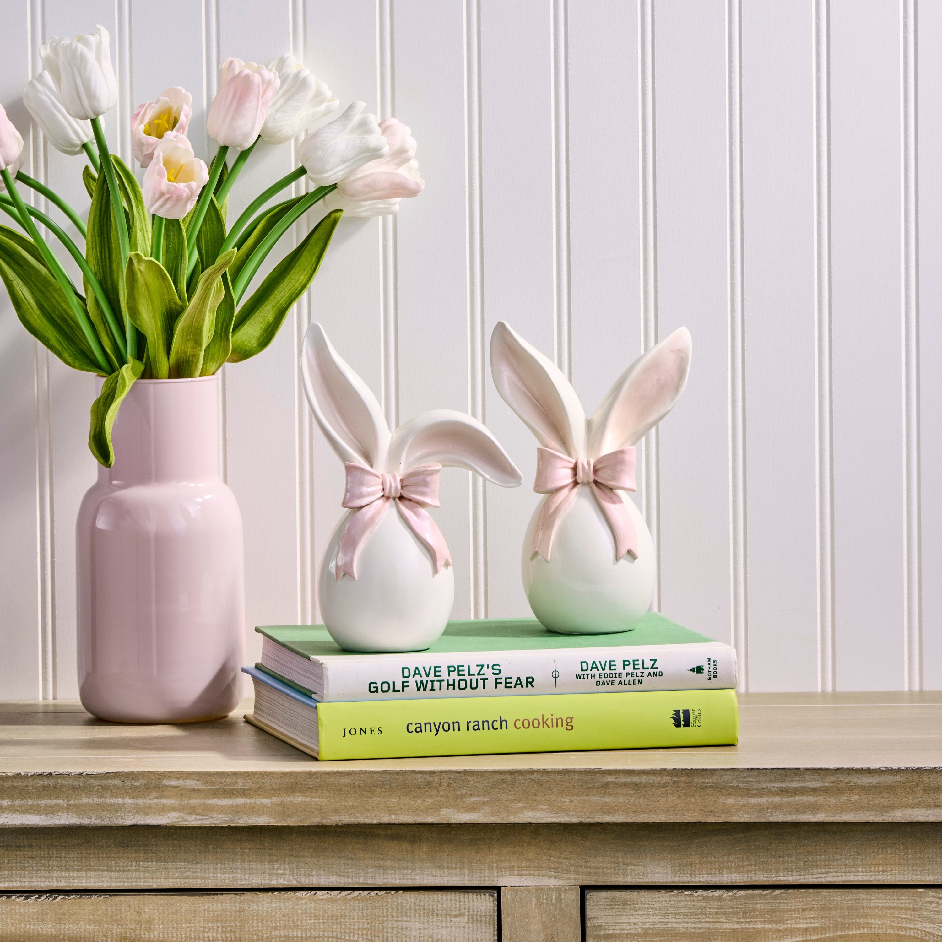 7.5 Resin Egg With Bunny Ears And Bowtie Set Of 2