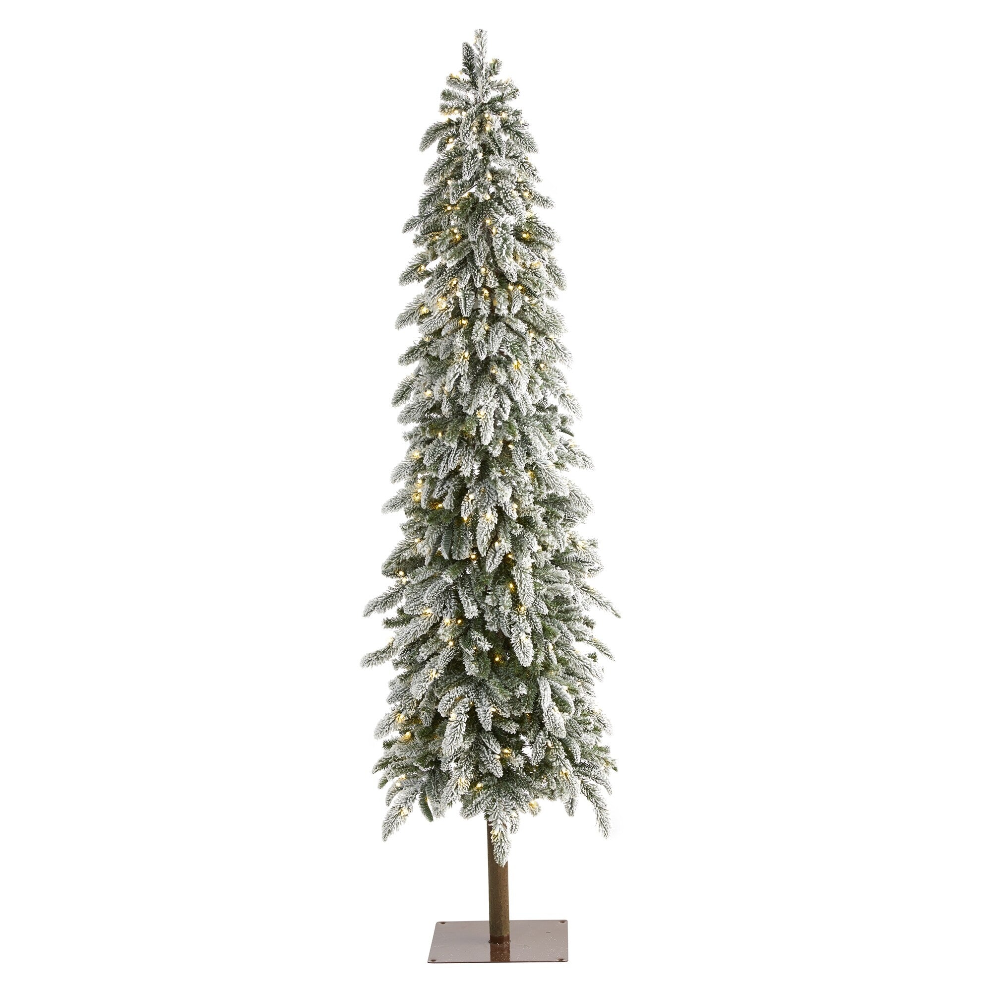 7.5 Flocked Washington Alpine Christmas Tree With 350 Led Lights Green