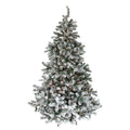 7.5 Pre Lit Flocked Natural Emerald Artificial Christmas Tree Warm Clear Lights Green