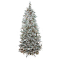 7.5 Pre Lit Flocked Slim Colorado Spruce Artificial Christmas Tree Clear Lights Green