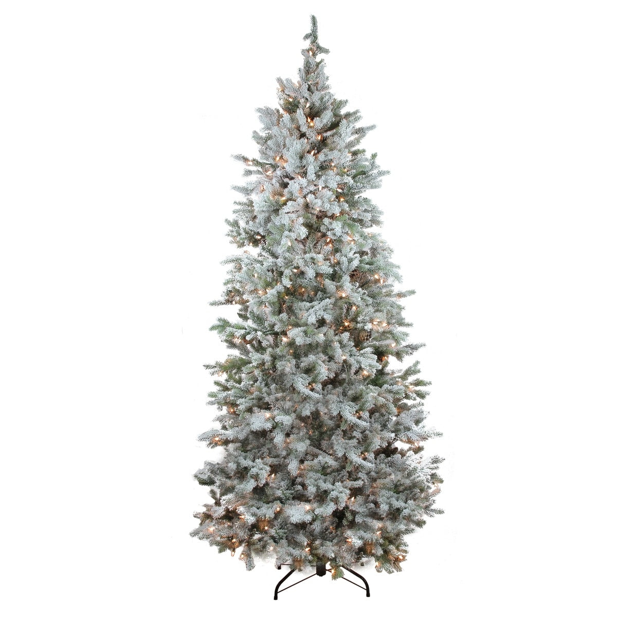 7.5 Pre Lit Flocked Slim Colorado Spruce Artificial Christmas Tree Clear Lights Green