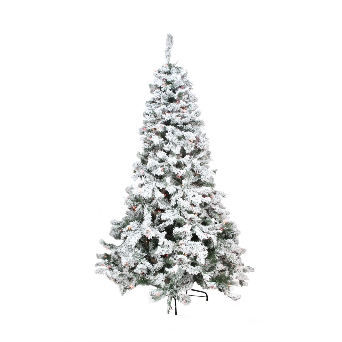 7.5 Pre Lit Heavily Flocked Pine Medium Artificial Christmas Tree Multi Lights