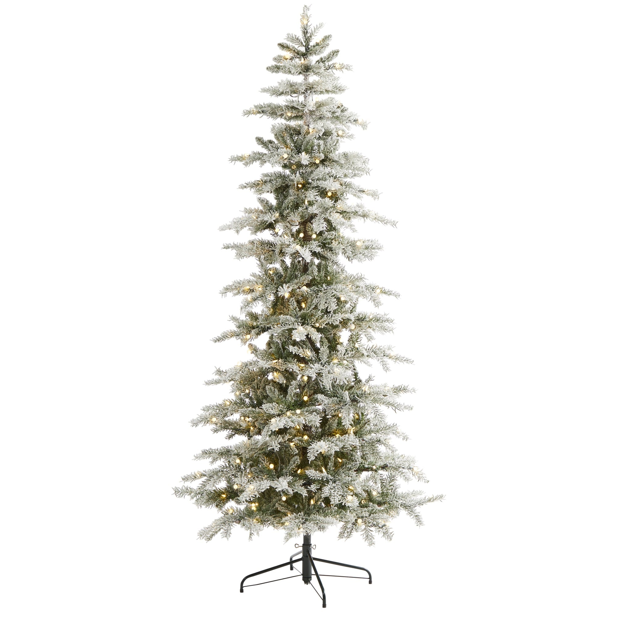 7.5 Slim Flocked Nova Scotia Spruce Christmas Tree With 450 Led Green