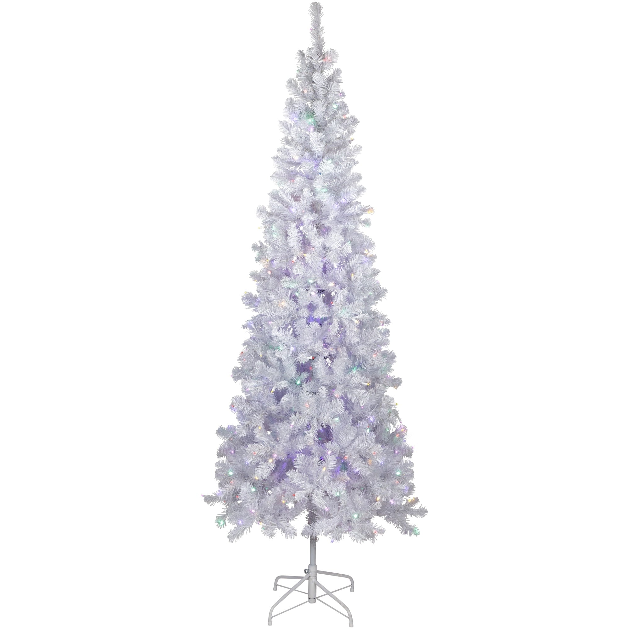 7.5 X 36 Pre Lit White Winston Pine Artificial Christmas Tree Multi Led Lights