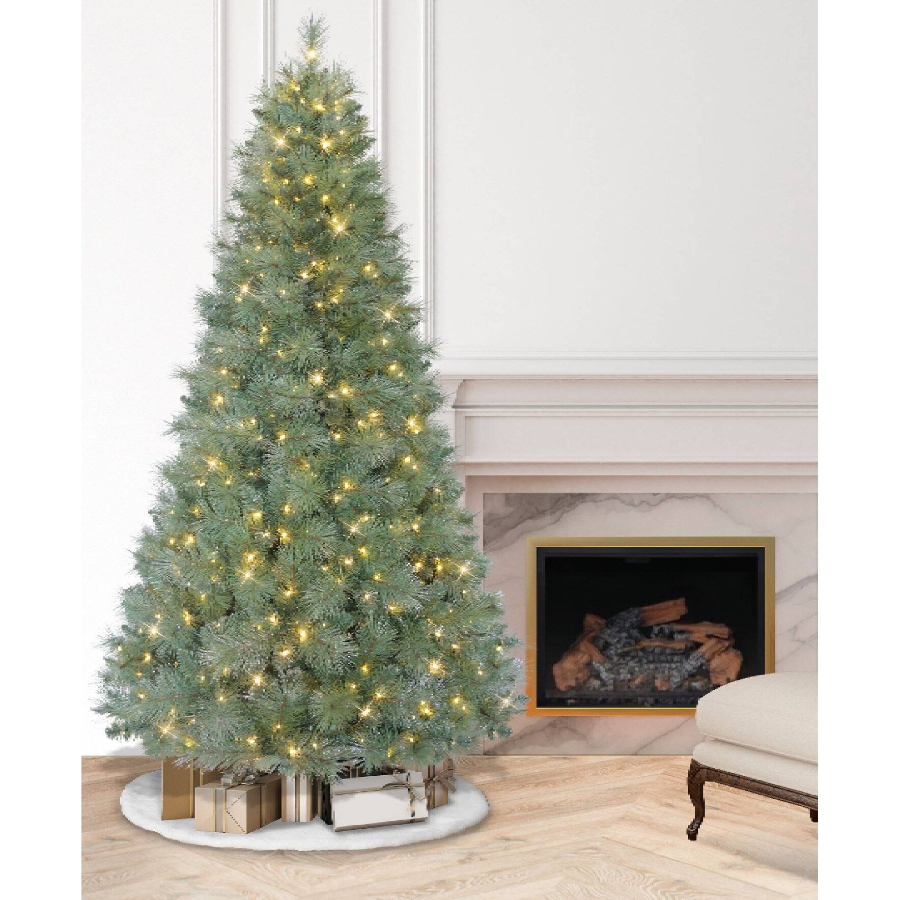 7.5Ft Pre Lit Windham Fir 1099 Branch Tips 500 Warm White Led Rice Lights