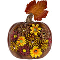 7.75 Led Lighted Solar Powered Floral Thanksgiving Table Top Pumpkin