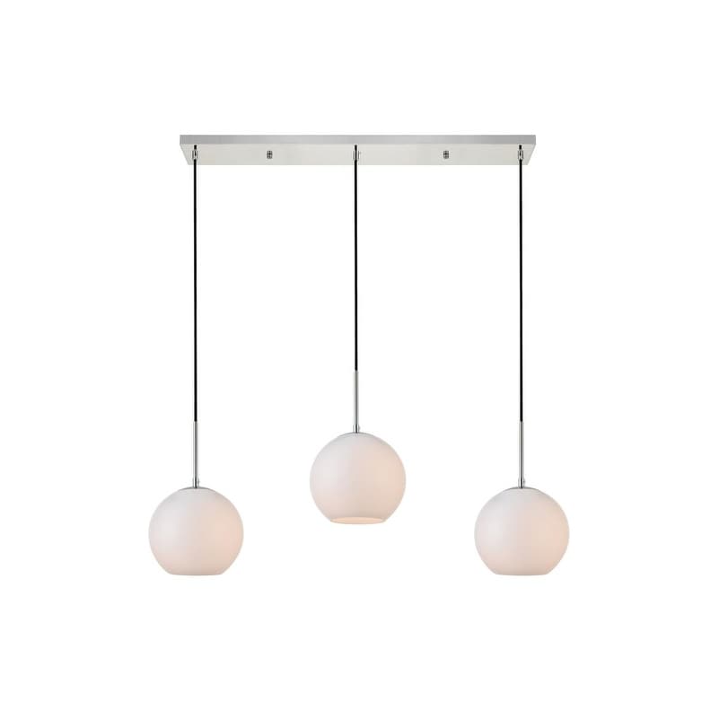 3 Light 36 Inch Pendant With Frosted White Glass