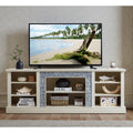70 Inch Tv Stand For Tvs Up To 75 Inch Media Console With Faux Stacked Stone Surround Storage Cabinet Cable Management