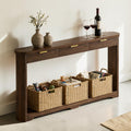 70 Inch Wavy Console Table With Drawers Modern Narrow Entryway Sofa Table With Storage