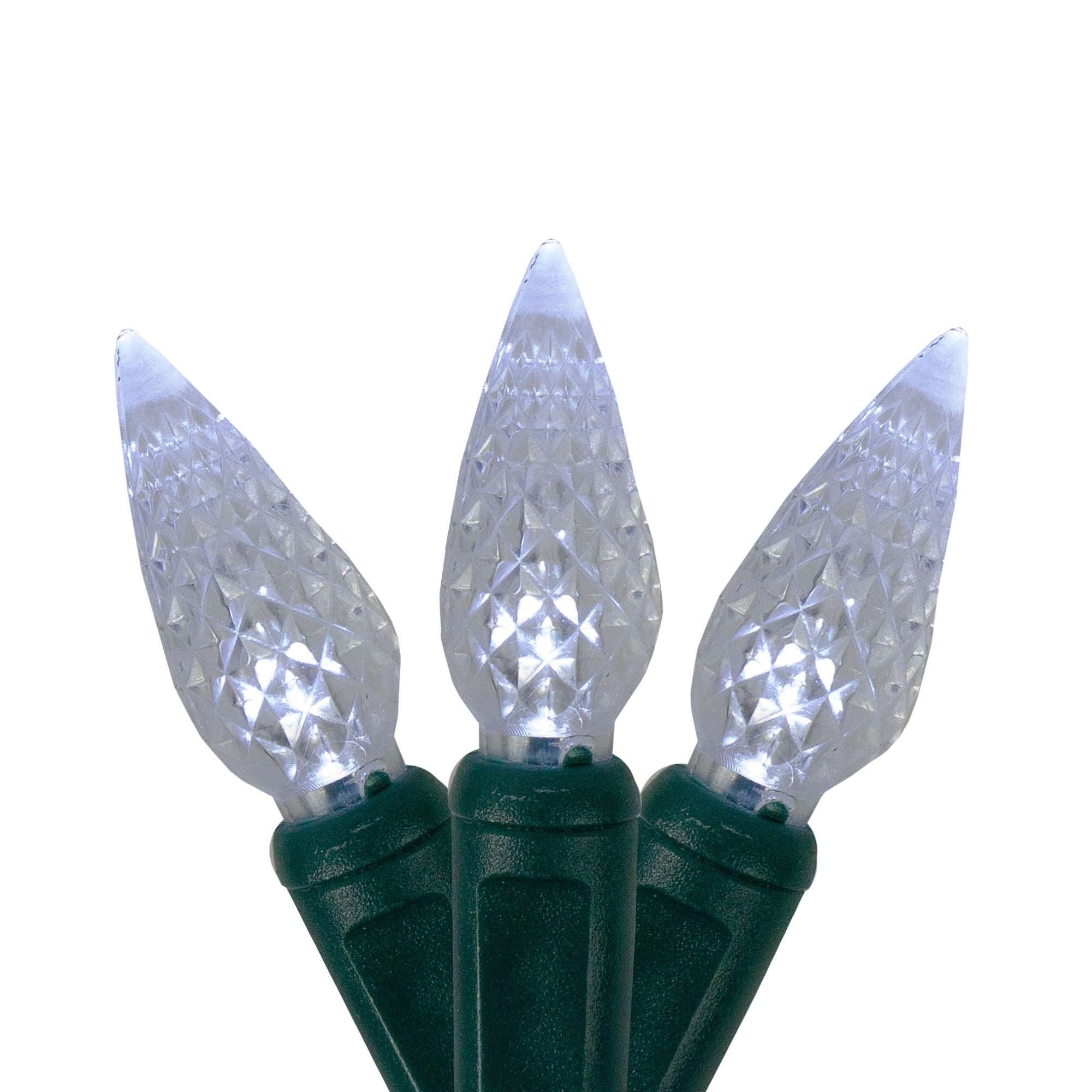 70 Pure White Led Faceted C6 Twinkling Christmas Lights 23.5 Ft Green Wire N A