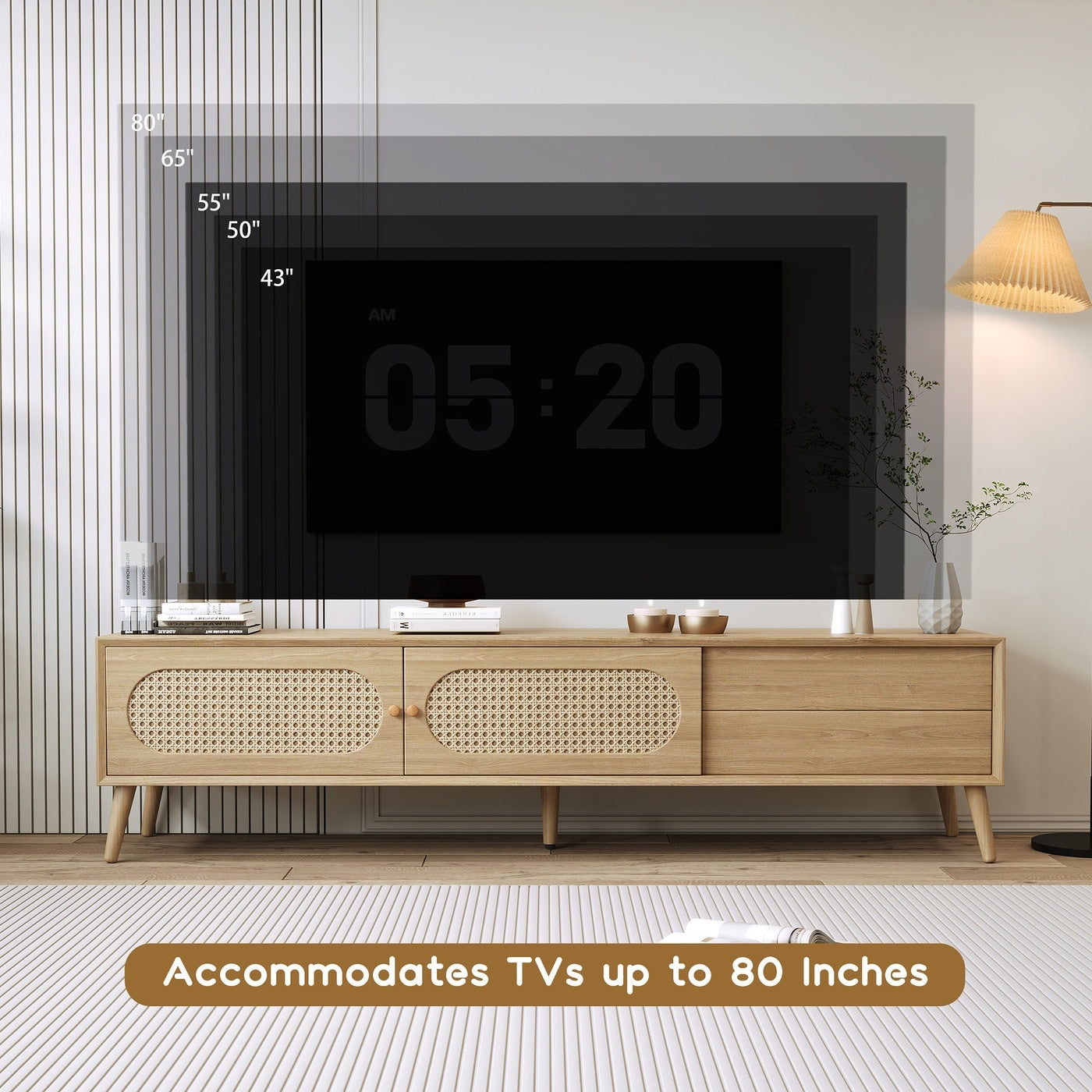 70 In With Solid Wood Legs Tv Stand For Tvs Up To 80 In N A