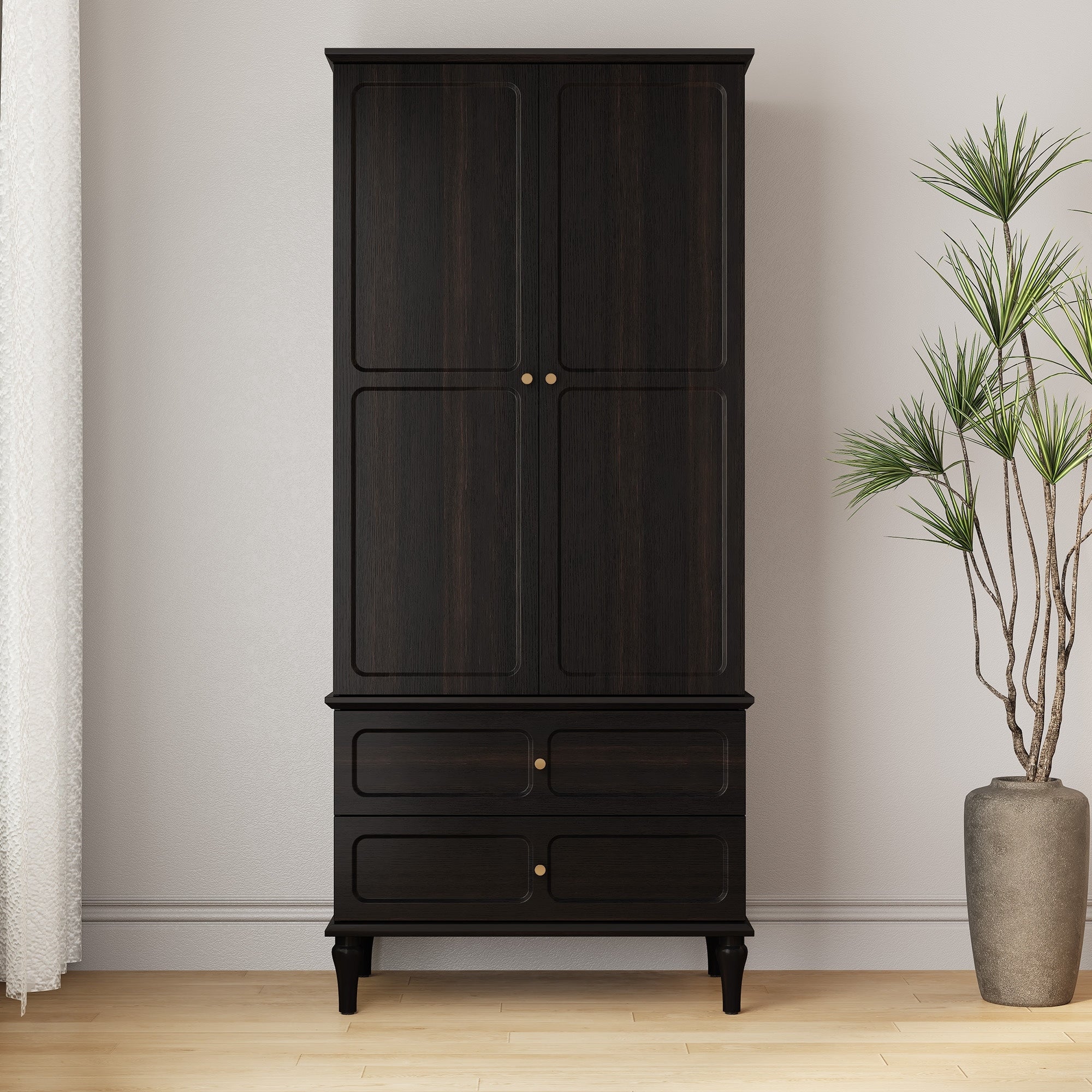 70.86 Mid Century Style Freestanding Wooden Wardrobe