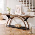 70.87 Console Table With Storage Shelf With Half Moon Frame For Hallway Living Room