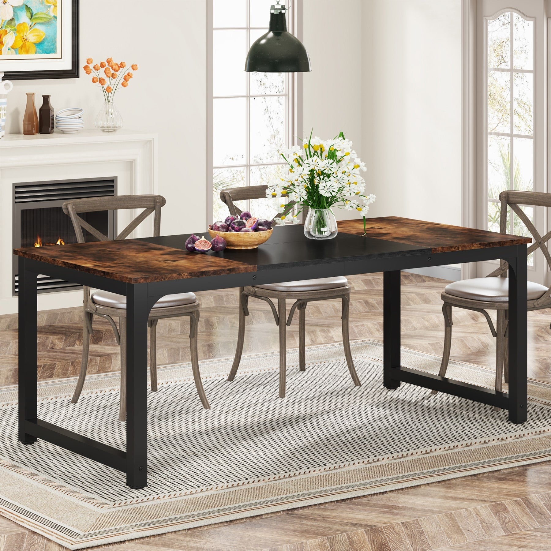 70.87 Large Dining Table Industrial Kitchen Table For 6 8 People 31.5 D X 71 W X 29.5 H