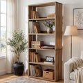 70.87 Tall Open Storage Bookshelf 5 Shelf Solid Wood Bookcase 31.5 L 11.81 W 70.87 H