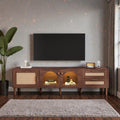 70.8 Tv Stand For Tvs Up To 80 Inch Media Console With App Controlled Led Lights Rattan Doors Drawers