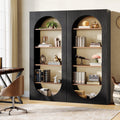 70.8 Tall Arched Bookcase 5 Shelf Modern Black Bookshelf Set Of 2 11.81 D X 31.5 W X 70.86 H