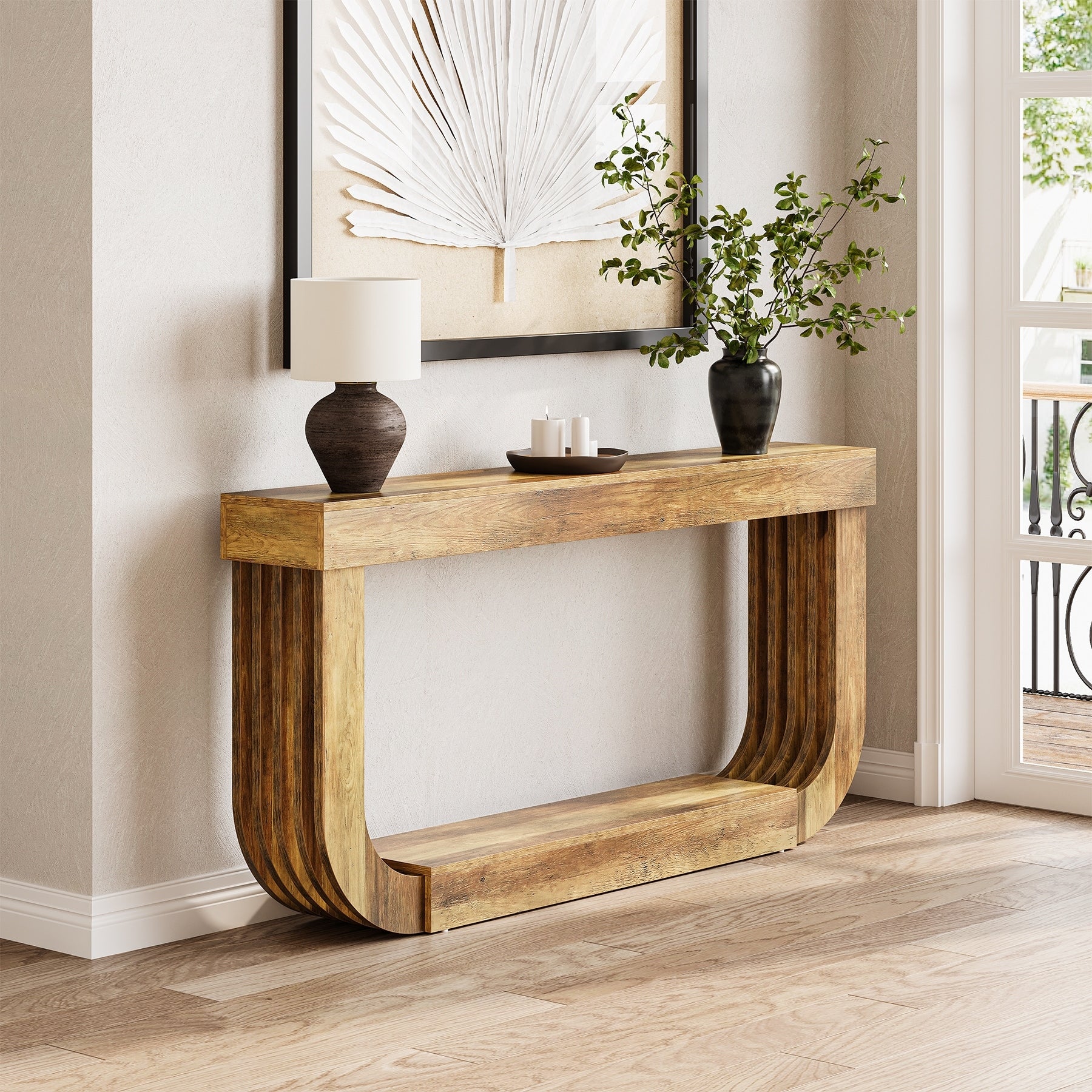 70.8 U Shaped Console Table Narrow Wooden Sofa Table