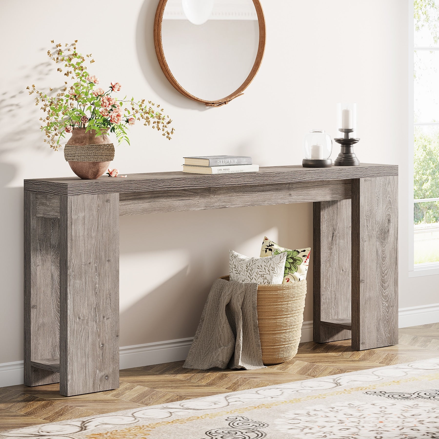 70.9 Inch Extra Long Console Table Farmhouse Entryway Sofa Table For Living Room Hallway 70.9 W X 11.8 D X 33.5 H