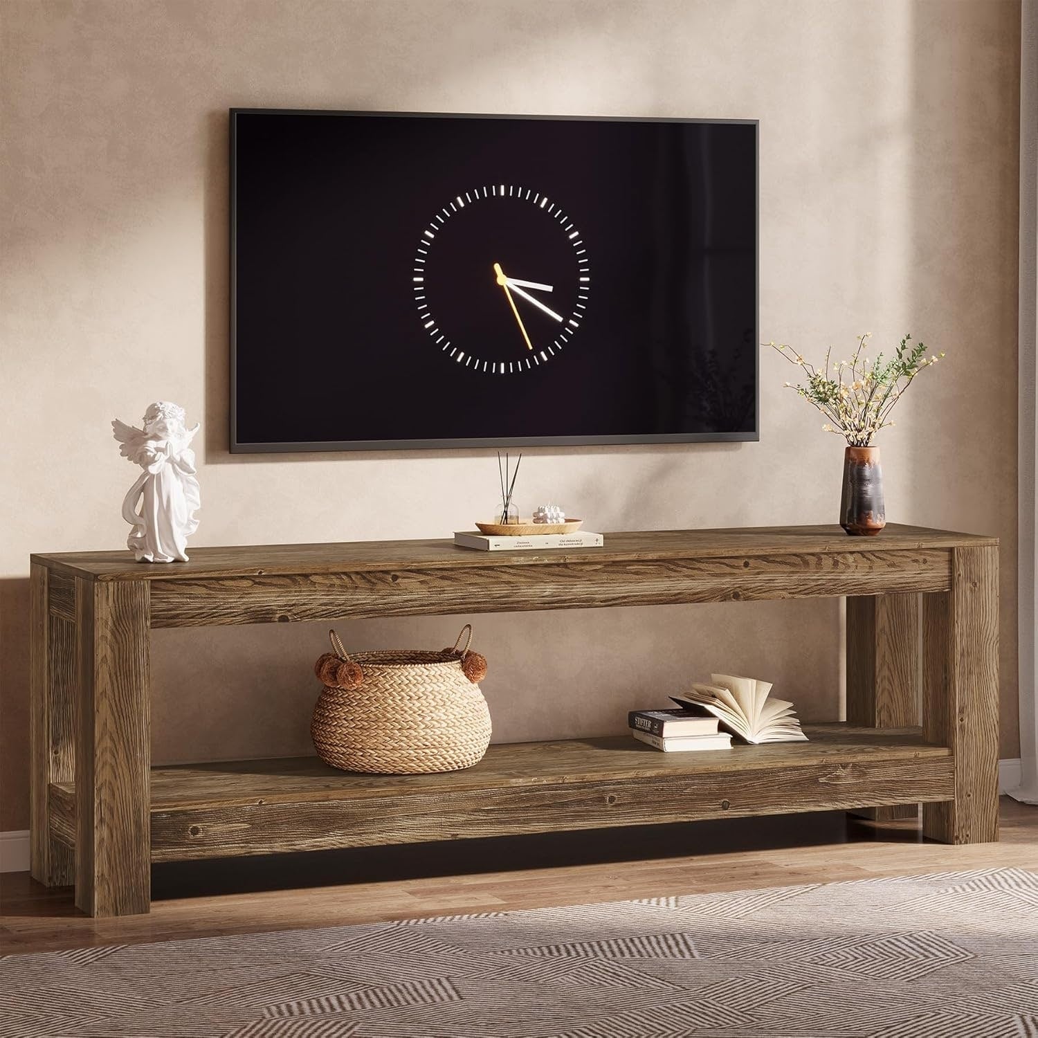 70.9 Inch Solid Wood Tv Stand For Up To 85 Inch Tvs Entertainment Center For Living Room Bedroom