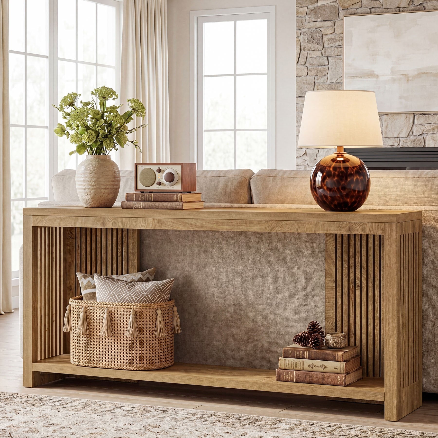 70.9 Console Table For Entryway 2 Tier Sofa Table Behind Couch 70.86 D X 11.61 W X 33.26 H