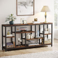 70.9 Extra Long 3 Tier Industrial Console Table For Living Room