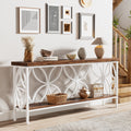 70.9 Rectangle Engineered Wood Sofa Console Table Narrow Table With 2 Tier Storage Shelf For Entryway