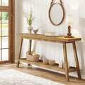 70.9 Rustic Extra Long Farmhouse Console Table With Shelf For Hallway Living Room Or Foyer