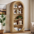 70.9 Tall Arched Bookshelf With Storage 5 Tier Wooden Bookcase With Open Shelves