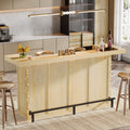 70.9 Wooden Home Bar Table With Wine Glass Holder Pub Storage Unit Accent Table For Home Patio Basement