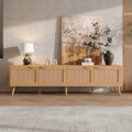 70Inch Modern Tv Stand With Rattan Doors Storage And Cable Management