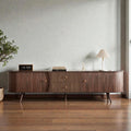 70 Mid Century Modern Tv Stand For Tvs Up To 80 Media Console With Tambour Doors Fluted Drawers