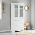 70 Modern High Freestanding Tall Bathroom Cabinet With 2 Adjustable Shelves 3 Drawers Soft Close Glass Doors For Bathroom