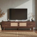 70 Modern Tv Stand For Tvs Up To 80 Media Console With Rattan Doors 4 Drawers Cable Management Storage