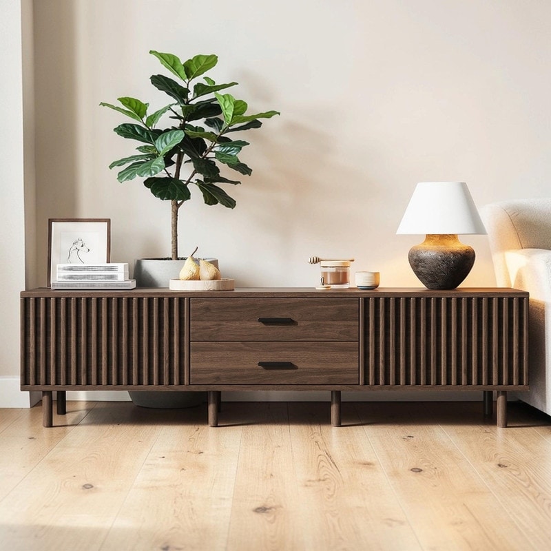 70 Modern Tv Stand For Tvs Up To 80 Media Entertainment Center With Ample Storage Solid Wood Legs