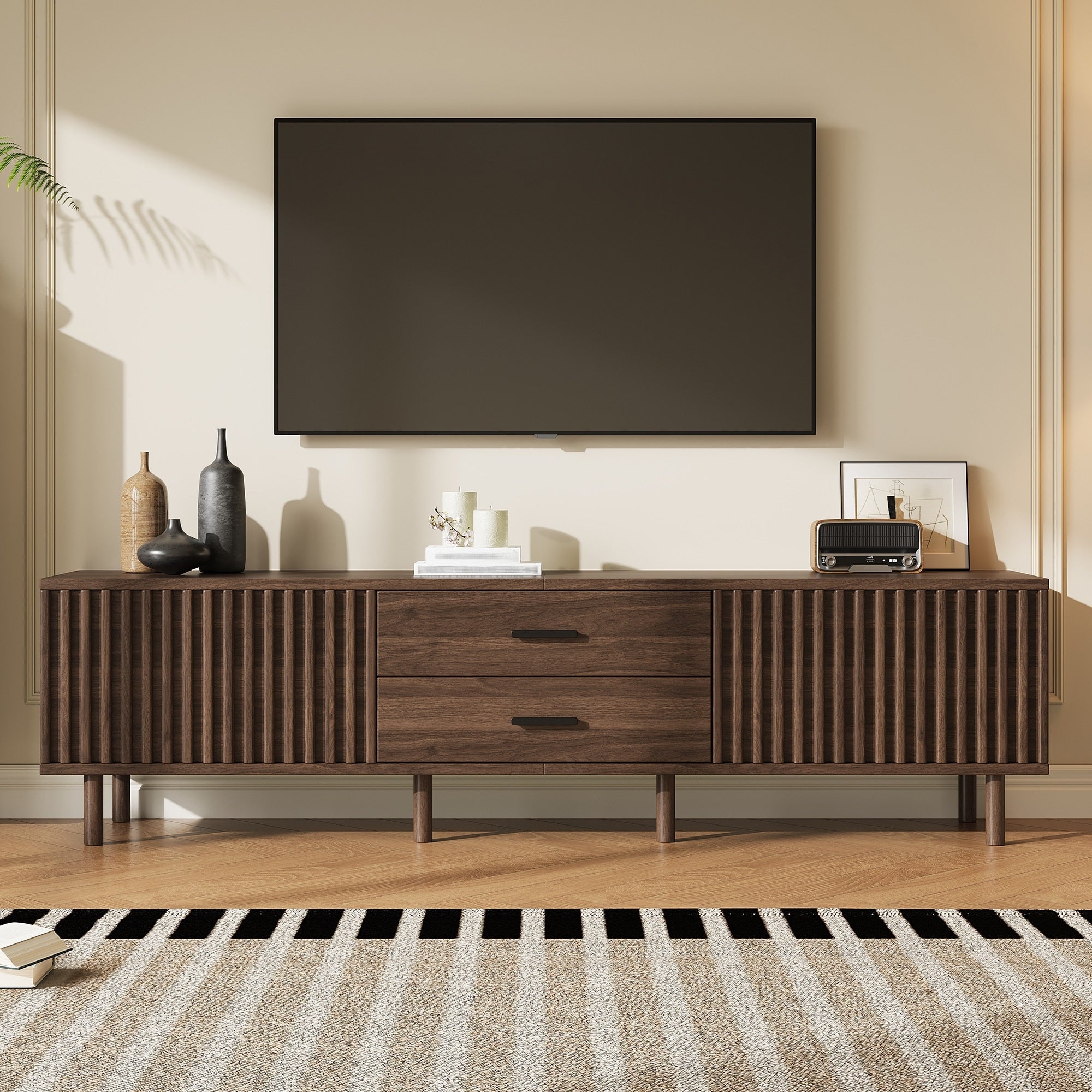 70 Modern Tv Stand For Tvs Up To 80 Solid Wood Legs Ample Storage