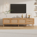 70Inch Modern Tv Stand With Rattan Doors For Tvs Up To 80