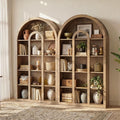 71 Inch Tall Arched Bookshelf With Open Shelves For Living Room Office Bedroom