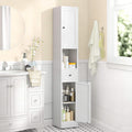 71 Inch Tall Bathroom Storage Cabinet 5 Tier Narrow Metal Cabinet With 2 Doors Adjustable Shelves Freestanding Cabinet