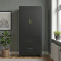 71 Inch Tall Metal Wardrobe Cabinet With 2 Drawers And Hanging Rod 2 Door Steel Closet With Shelf For Bedroom
