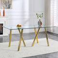 71 Inch Tempered Glass Dining Table With Sturdy Metal Legs
