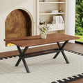 71 35.4 Mdf Splicing Desktop With X Shaped Metal Frame Dining Table Modern Multifunctional Dining Table For 6 8 People
