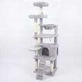 71 In Tall Cat Tree With Hammocks 2 Top Platform Cat Cave Scratching Posts Plush Cat Tower For Indoor Cats Gray