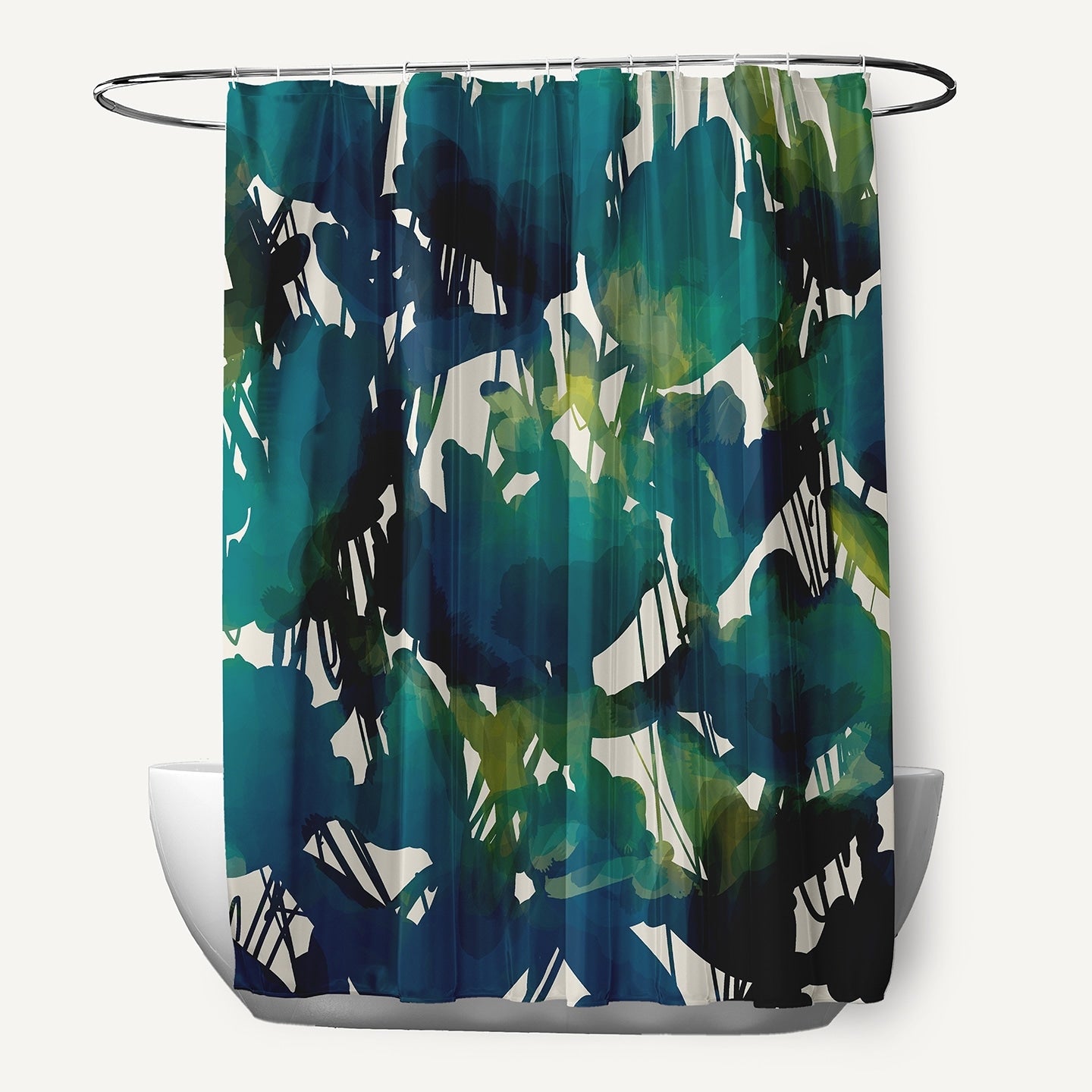 71 X 74 Inch Abstract Floral Print Shower Curtain